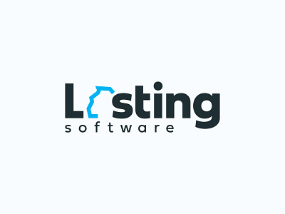LASTING Software Logo blue branding fieldwork head identity logo logotype mark