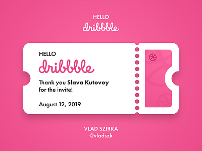 Hello Dribbble! brand branding debut debut shot design flat futura hello dribbble hero image illustration minimal ticket typography ui vector visual