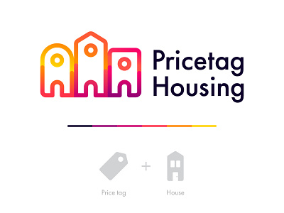 Pricetag Housing Concept Logo branding clever gradient house houses icon identity illustration logo logo design orange outline price pricetag purple red smart logo warm colors