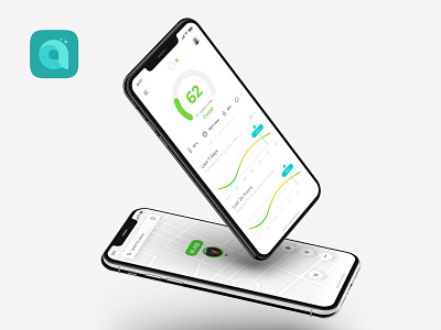 Air Quality Mobile App UI UX air app application breath graphs health icon interaction design interface interface design map monitor ui ux