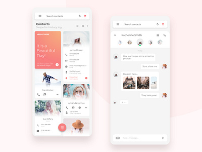 Clean Smart Contact Manager and Instant Messenger ai android app application cards clean clean design contacts ios iphone manager material design messenger minimal mobile app smart ui uidesign user interface ux
