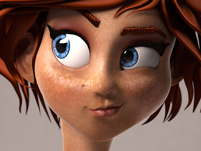 Smirk 3d cartoon character girl render sculpt shader texture vray zbrush