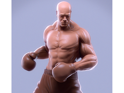 The Boxer - Sketch athlete boxer cgi character clay fighter render sculpt sketch sport vray zbrush