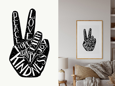 Peace Sign Hand Lettering Illustration