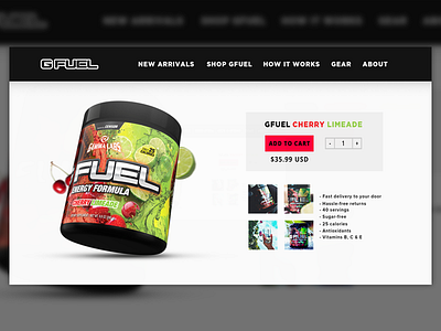 GFuelEnergy product page UI concept. concept gfuel gfuelenergy page product ui