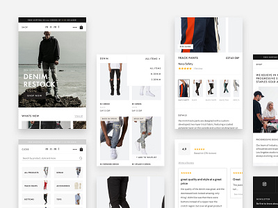 Mobile first design for streetwear brand ecommerce fashion minimal mobile first scroll shopify side swipe streetwear