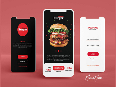 DELICIOUS BURGER APPLICATION UI brand design brand identity branding cover design graphic design inspiration logo photoshop post redesign social media ui ui design uidesign uiux