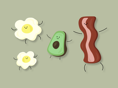 003 - Eggy and Bakey avocado bacon eggs illustration