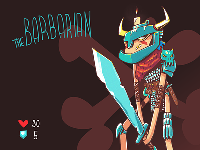 The Barbarian - boardgame card barbarian board cartoon defence health illustration tabletop