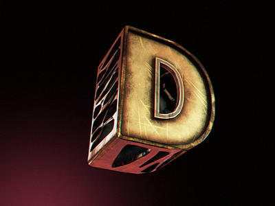 Type D 3d illustration typography