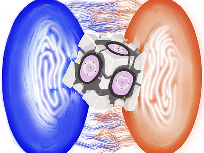 Portal 2 companion cube (slightly modified) design illustration