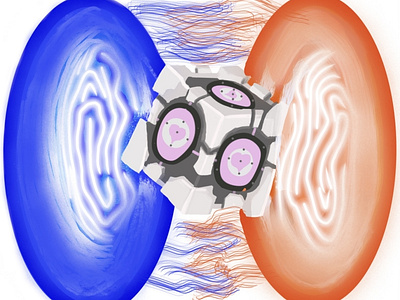 Portal 2 companion cube (slightly modified) design illustration
