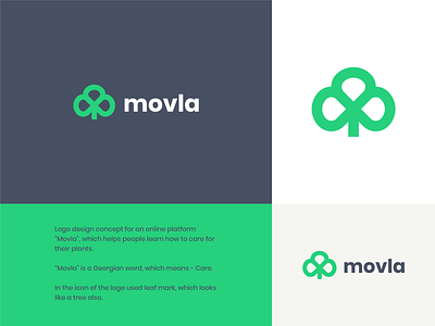 Movla branding concept design georgia grid illustration leaf logo mark monogram symbol tsverava