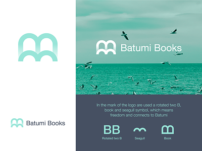Batumi Books book concept design georgia grid logo mark monogram sea seagull symbol tsverava ui