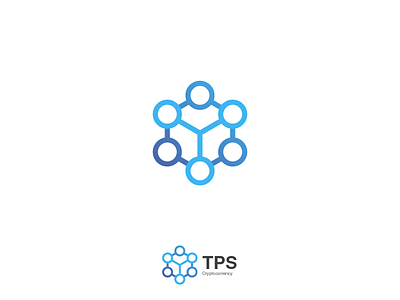 TPS blue circle crypto cube currency cyan design exchange logo monogram