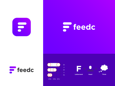 Feedc app concept design f georgia gradient grid icon letter logo mark monogram network social symbol