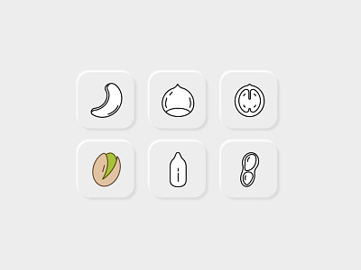 6 Line Icons Nuts app design healthy icon illustration logo vector