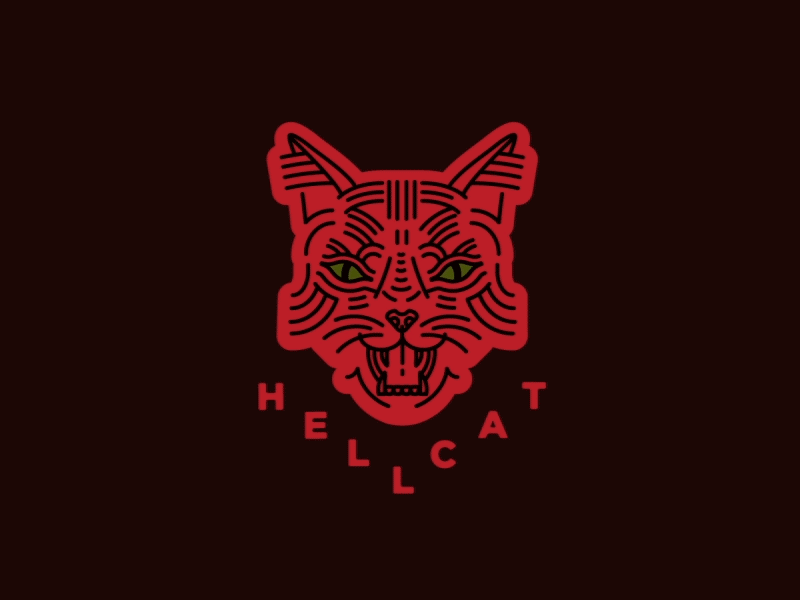 Hellcat cat design flames gif illustration motion graphics