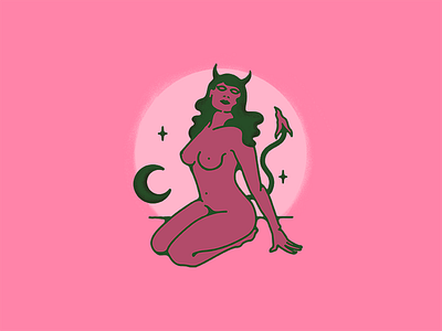 Lady design devil illustration lady moon wip