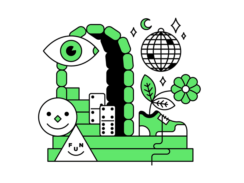 Green Fun design disco gif illustrations motion graphics shapes