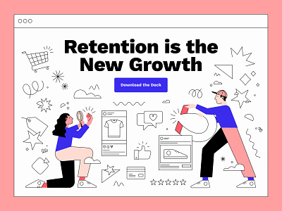 Retention Illustration branding design illustration line work startup vector wip