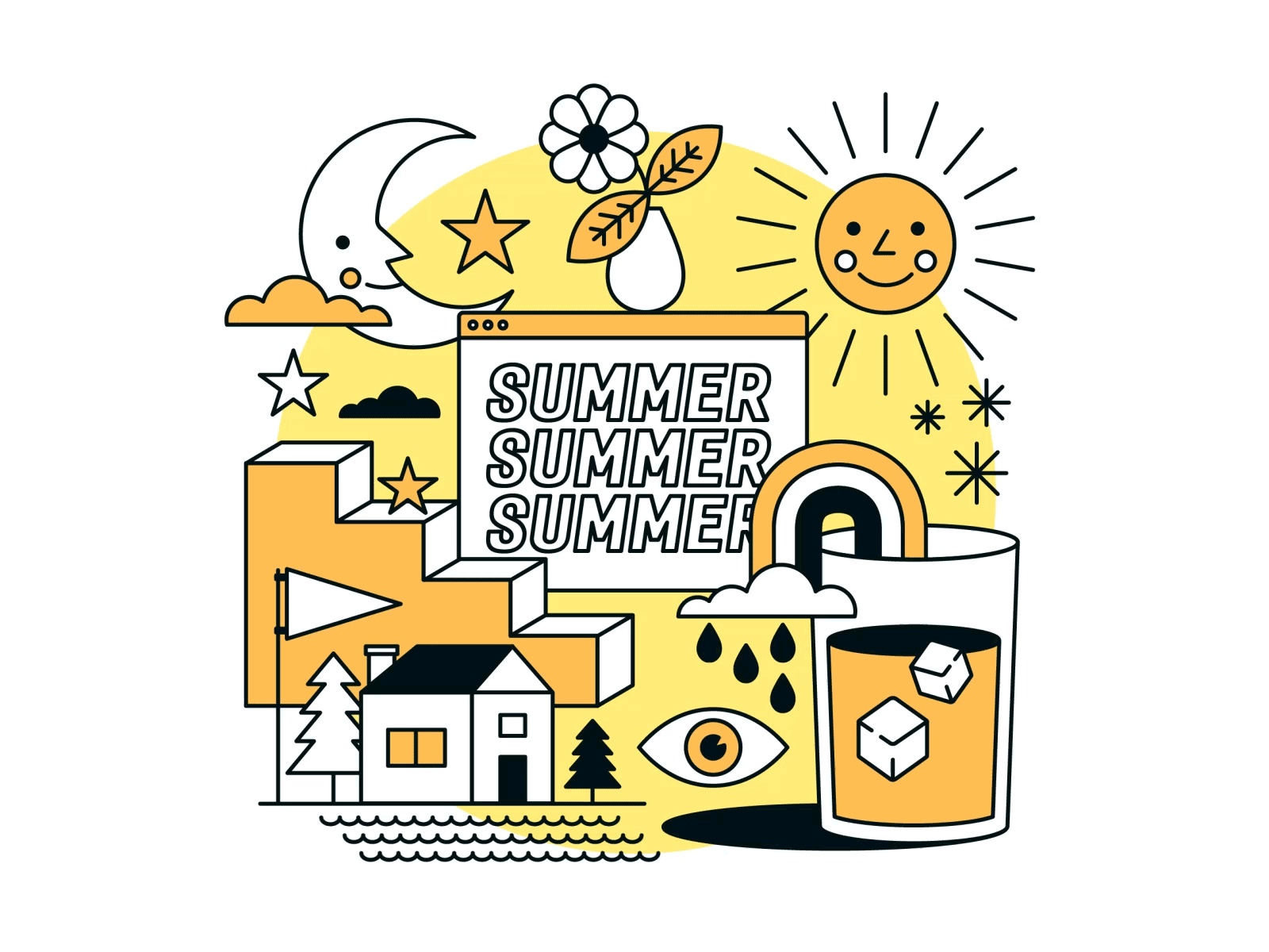 Summer animated gif animation design gif illustration line work summer