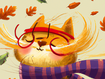Cat Illustration autumn branding cat day fall graphic design illustration nature windy