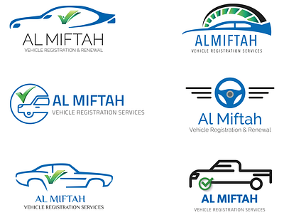 Al Miftah logo design options branding car registration design dubai illustration logo vector vector art vehicle registration