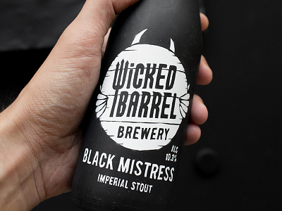 Wicked Barrel Brewery beer black mistress bottle branding craft beer imperial stout label logo packaging typography