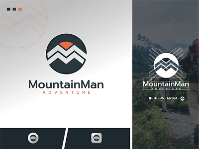 Mountain Man Adventure Logo Letter M or MM mountain logo