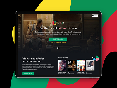 Eyelet independent movie movie app movies platform streaming streaming service ui uidesign ux