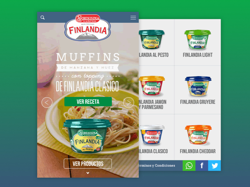 Finlandia Mobile finlandia green web website food recipes recetas responsive design mobile