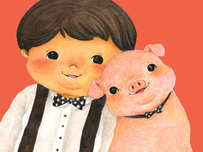 Me and my piggy animal character child children children book illustration children books cute drawing illustration kidlit kids nursery nurseryart painting pig piggy watercolor