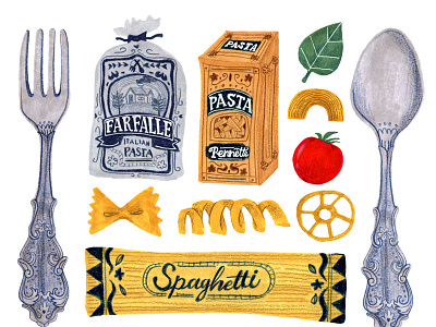 Vintage Pasta Illustration drawing editorial illustration food food illustration icons illustration italian food vintage