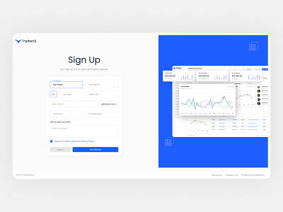 Sign Up Page | ParkerUI authentication page dashboard parker ui sign up page sign up screen ui kit