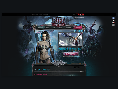 Client - Trion Worlds - Rift Landing Page branding design game art gaming website graphicdesign website
