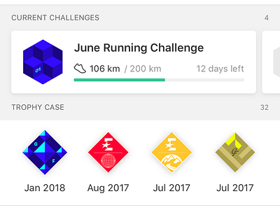 Trophy Case and Challenges on Strava Profile app cycling fitness mobile profile running strava tracking
