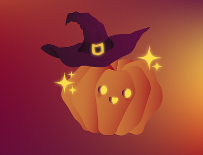 cute pumpkin in a witch hat adobe illustrator design flat halloween illustration pumpkin vector illustration