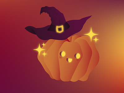 cute pumpkin in a witch hat