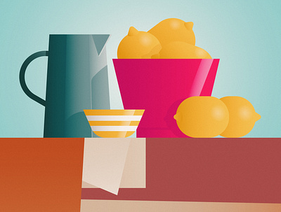 still life with lemons adobe illustrator design flat illustration lemons still life vector illustration