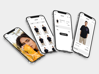 CREPE clothing - app Mockup app design ui ux