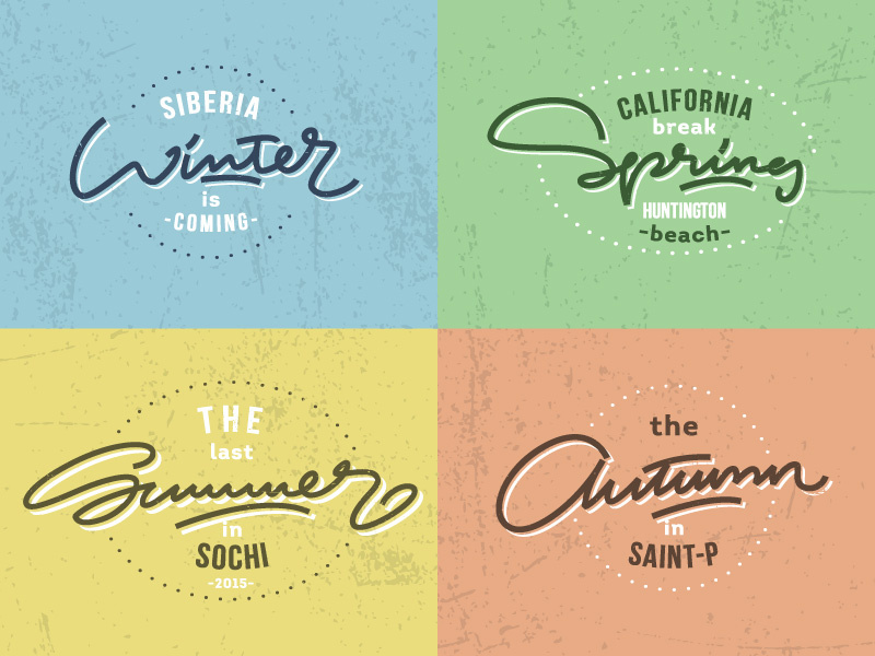 Seasons! seasons autumn summer spring winter letters letter type font logo lettering calligraphy