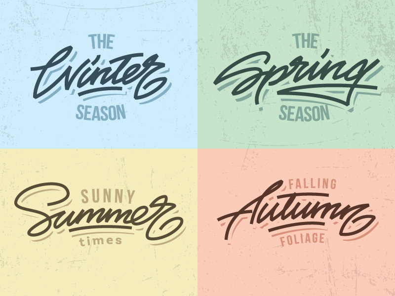 Seasons! seasons autumn summer spring winter letters letter type font logo lettering calligraphy