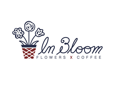 In Bloom Flower and Coffee Shop Logo adevertisement branding caligraphy design font graphic design hand drawn illustration logo typography vector