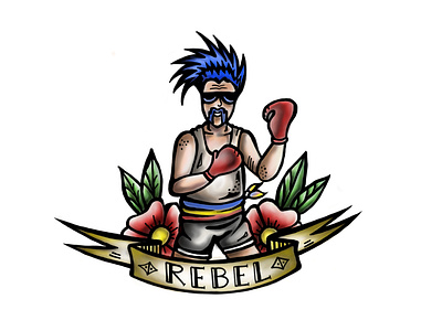 Rebel Man Boxer Illustration Flash style