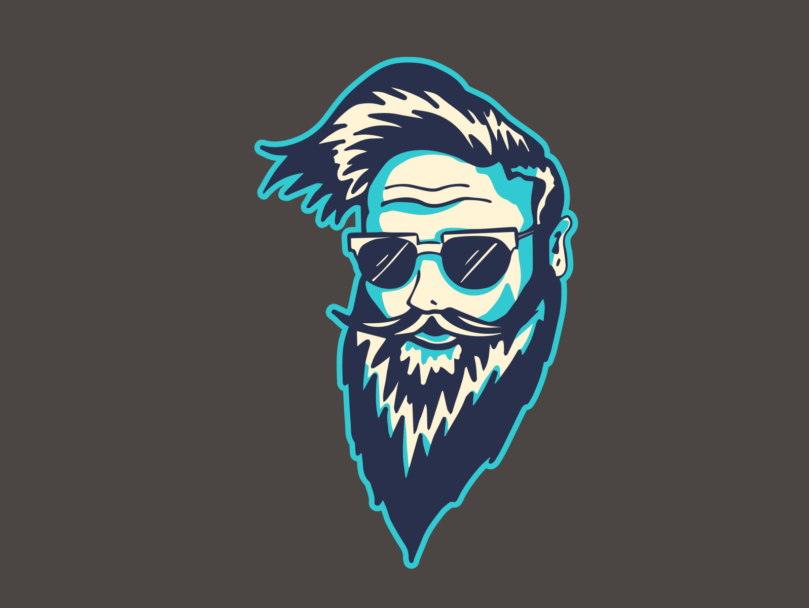 Bearded bro bro COol guy sticker design illustration by Cactus & Tree