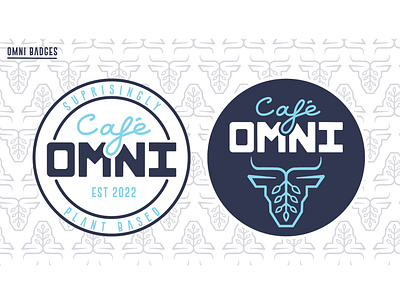 Cafe OMNI logo Badges Branding Guide adevertisement badges branding colors cool design graphic design illustration lockups vector vegan