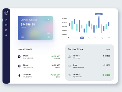 Crypto web app 3d app bank beautiful bitcoin card chart crypto currency design ethereum investments money schedule statistics table transactions ui ux