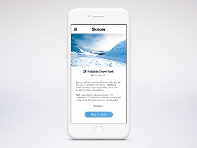 Sknow - snow park page. light mobile product skiing snow snowboarding ui ux