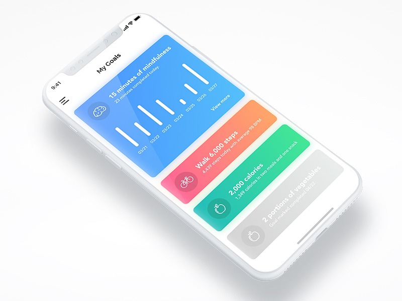 My Goals - Tracking graph medical fitness health goals ui ios mockup iphone x